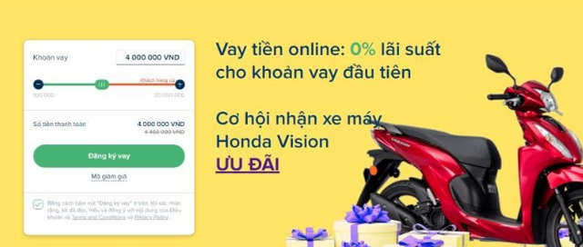 Vay tiền online 0% lãi suất cùng cơ hội nhận xe máy Honda Vision tại Senmo